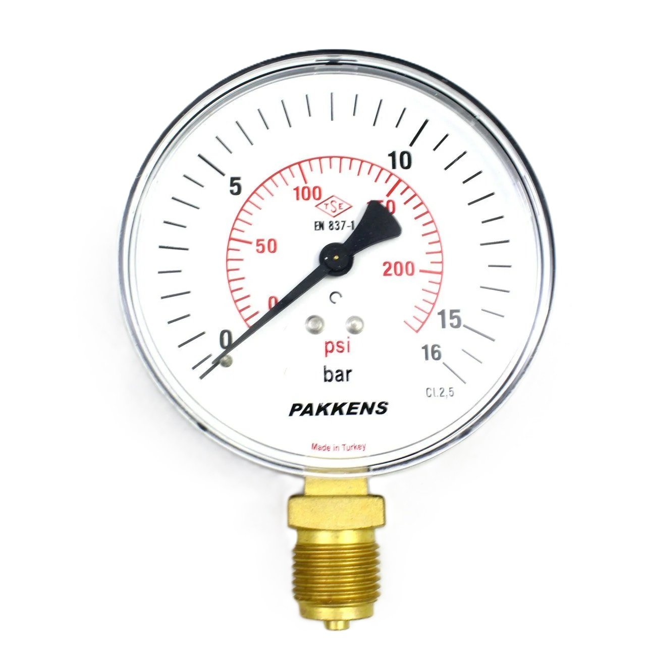 PAKKENS Manometre Ø100 mm 16 Bar 1/2''