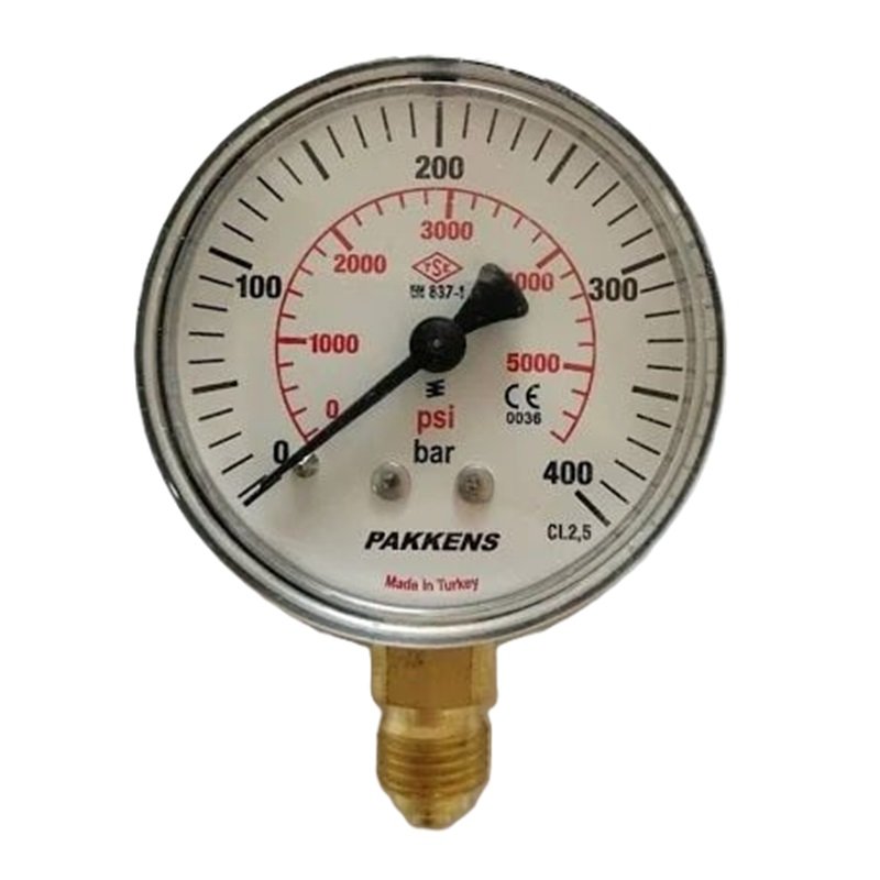 PAKKENS Alt Bağlantılı Manometre Ø63 mm 400 Bar 1/4''