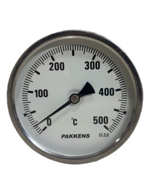 PAKKENS Arkadan Bağlantılı Bimetal Termometre Ø63mm 500°C 15cm