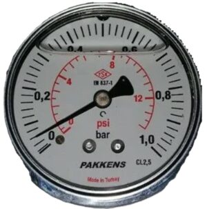 PAKKENS Arka Bağlantılı Gliserinli Manometre Ø63 mm 1 Bar