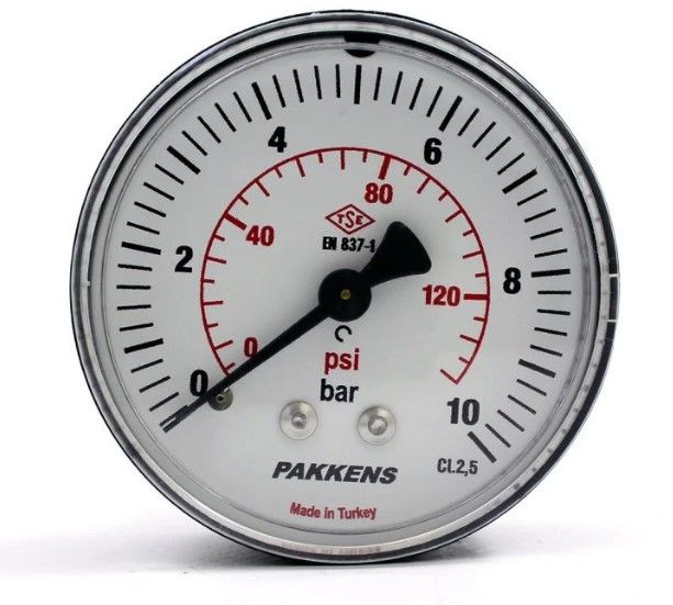 PAKKENS Arka Bağlantılı Manometre Ø63 mm 10 Bar