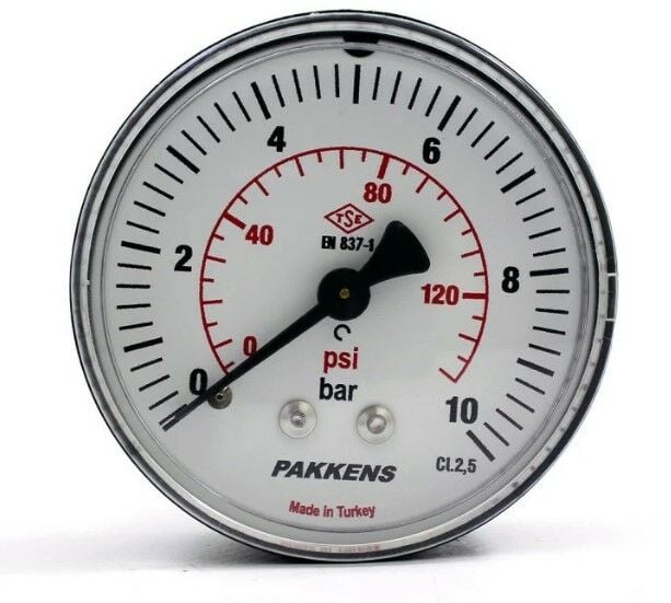 PAKKENS Arka Bağlantılı Pano Tipi Manometre Ø40 mm 10 Bar