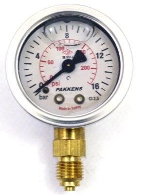 Pakkens Alt Bağlantılı Gliserinli Manometre Ø50 mm 0-16 Bar