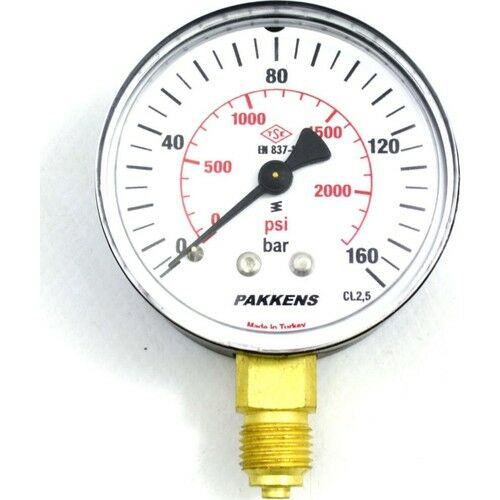 PAKKENS Alt Bağlantılı Manometre Plastik Gövde Ø63 mm 160 Bar 1/4''