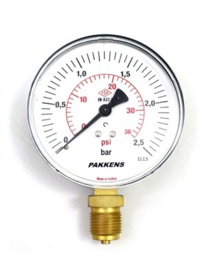 PAKKENS Alt Bağlantılı Manometre Ø50 mm 0-2,5 Bar