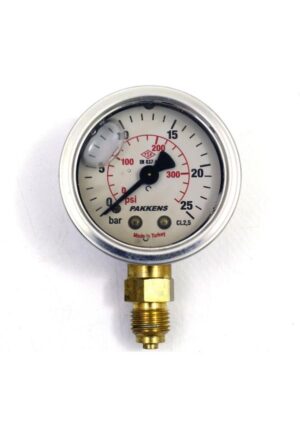 PAKKENS Alt Bağlantılı Gliserinli Manometre Ø50 mm 0-25 Bar
