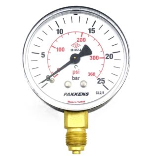 PAKKENS Kuru Tip Manometre Ø160 mm 25 Bar CL 1,0