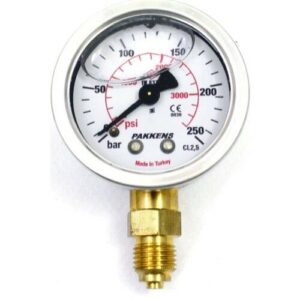 PAKKENS Alt Bağlantılı Gliserinli Manometre Ø63 mm 0-250 Bar 1/4''