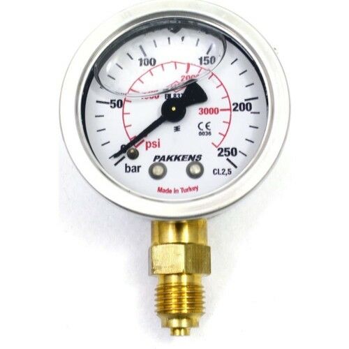 PAKKENS Alt Bağlantılı Gliserinli Manometre Ø63 mm 0-250 Bar 1/4''