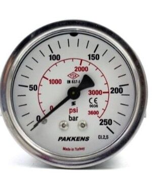 PAKKENS Arka Bağlantılı Manometre Ø63 mm 250 Bar