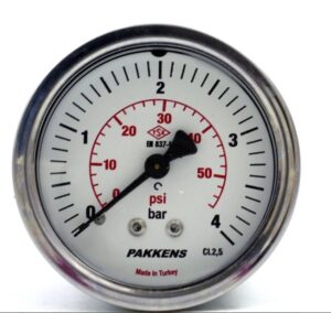 PAKKENS Arka Bağlantılı Manometre Ø63 mm 0-4 Bar 1/4''