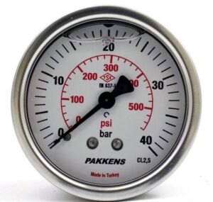 PAKKENS Arka Bağlantılı Gliserinli Manometre Ø100 40 Bar