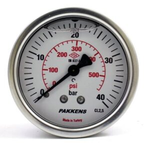 PAKKENS Arka Bağlantılı Gliserinli Manometre Ø63 mm 0-40 Bar 1/4''