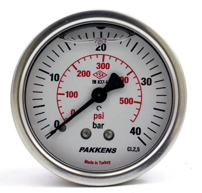 PAKKENS Arka Bağlantılı Gliserinli Manometre Ø63 mm 0-40 Bar 1/4''