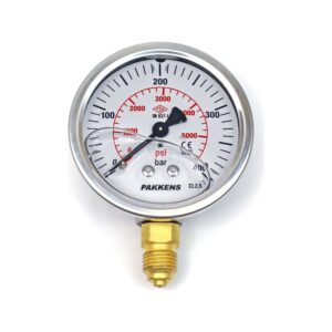 PAKKENS Alt Bağlantılı Gliserinli Manometre Ø63 mm 0-400 Bar 1/4''
