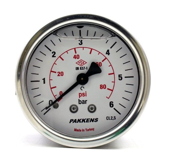PAKKENS Arka Bağlantılı Gliserinli Manometre Ø100 mm 0-6 Bar