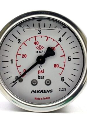 PAKKENS Arka Bağlantılı Gliserinli Manometre Ø100 mm 0-6 Bar