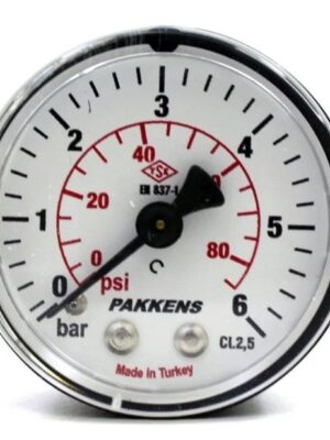 PAKKENS Arka Bağlantılı Manometre Ø50 mm 0-6 Bar
