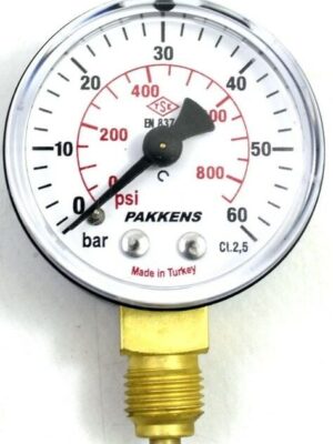 PAKKENS Alt Bağlantılı Manometre Ø40 mm 0-60 Bar
