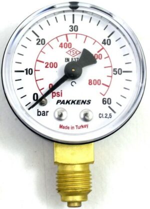 PAKKENS Alt Bağlantılı Manometre Ø40 mm 0-60 Bar