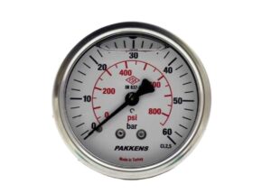 PAKKENS Arka Bağlantılı Gliserinli Manometre Ø63 0-60 Bar