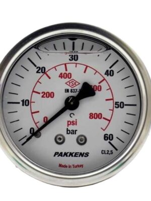 PAKKENS Arka Bağlantılı Gliserinli Manometre Ø63 0-60 Bar