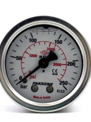 Pakkens Arka Bağlantılı Gliserinli Manometre 100 mm 250 Bar