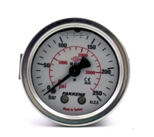 PAKKENS Arka Bağlantılı Pano Tipi Gliserinli Manometre Ø63 mm 250 Bar 1/4''