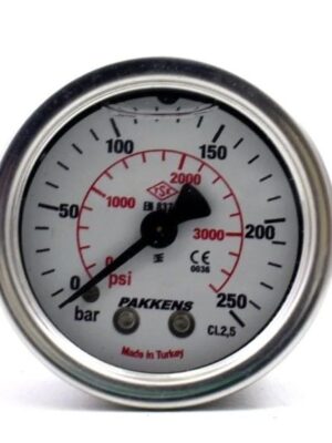 PAKKENS Arka Bağlantılı Pano Tipi Gliserinli Manometre Ø63 mm 250 Bar