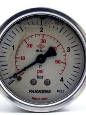 PAKKENS Arka Bağlantılı Gliserinli Manometre Ø100 mm 0-4 Bar