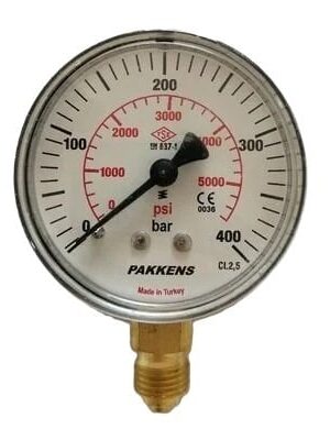 PAKKENS Alt Bağlantılı Manometre Ø100 mm 400 Bar