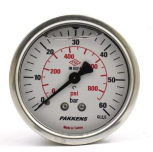 PAKKENS Arka Bağlantılı Gliserinli Manometre 60 Bar 100 mm