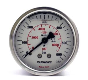 PAKKENS Arka Bağlantılı Gliserinli Manometre 100 mm 600 Bar 1/2''