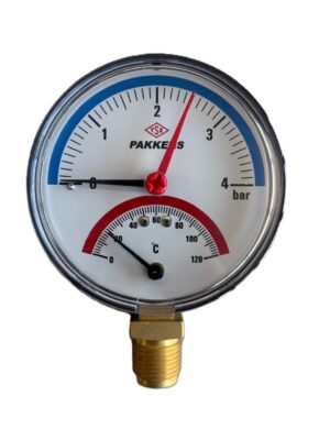 PAKKENS Alt Bağlantılı Kombine Ölçer Ø100 mm 4 Bar/0-120°C