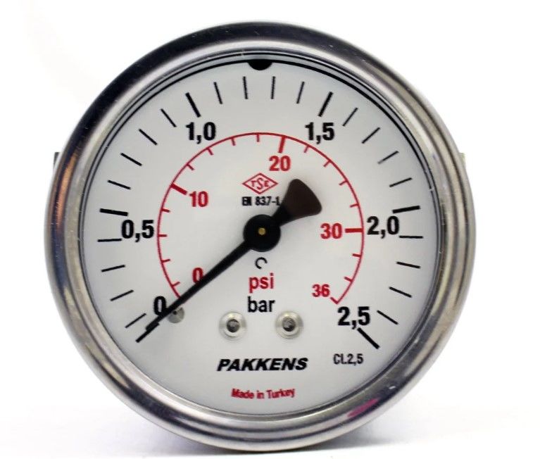 PAKKENS Arka Bağlantılı Pano Tipi Manometre Ø50 mm 2,5 Bar