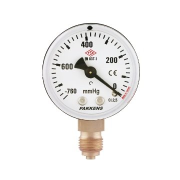 PAKKENS Alt Bağlantılı Manovakummetre Ø63 mm -760/0 mmHg