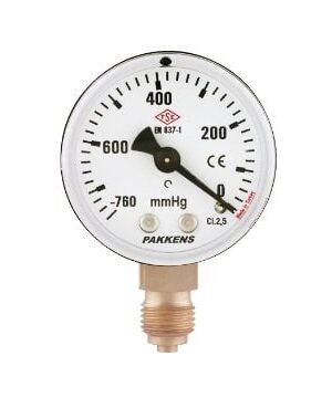 PAKKENS Alt Bağlantılı Manovakummetre Ø63 mm -760/0 mmHg
