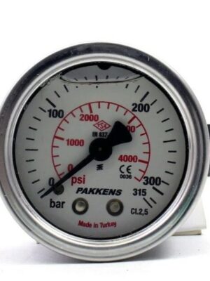 PAKKENS Arka Bağlantılı Pano Tipi Gliserinli Manometre Ø63 mm 315 Bar