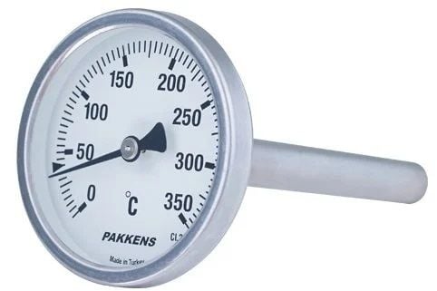 PAKKENS Arka Bağlantılı Bimetal Termometre Ø63mm 350°C 10cm