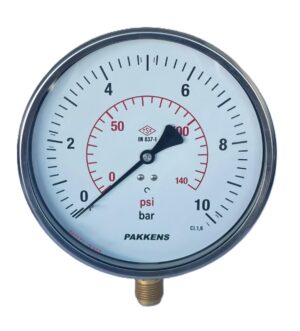 PAKKENS Alt Bağlantılı Manometre Ø160 mm 10 Bar 1/2''