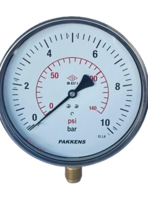 PAKKENS Alt Bağlantılı Manometre Ø160 mm 10 Bar