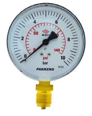 PAKKENS Alt Bağlantılı Akrilik Kapak Manometre Ø100 mm 10 Bar 1/2''