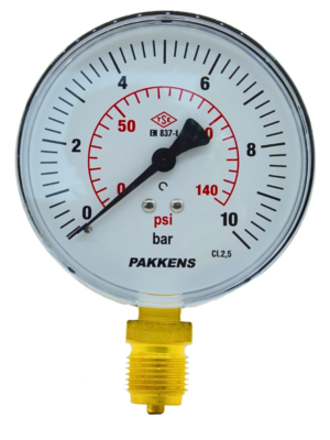 PAKKENS Alt Bağlantılı Akrilik Kapak Manometre Ø100 mm 10 Bar