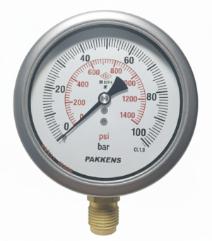 PAKKENS Alt Bağlantılı Gliserinli Manometre Ø100 mm 100 Bar
