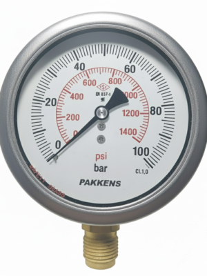 PAKKENS Alt Bağlantılı Gliserinli Manometre Ø100 mm 100 Bar