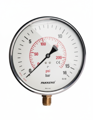 PAKKENS Alt Bağlantılı Gliserinli Manometre Ø160 mm 16 Bar