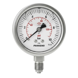 Pakkens Paslanmaz Gliserinli Manometre Ø63mm 10 Bar 1/4''