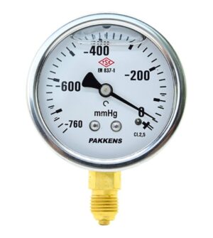 PAKKENS Manovakummetre 100 mm 0/-760 mmHg 1/4''