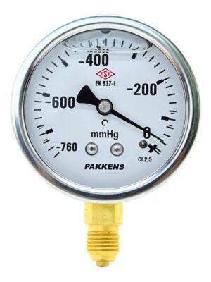 PAKKENS Manovakummetre 100 mm 0/-760 mmHg