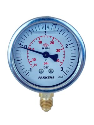 PAKKENS Alt Bağlantılı Gliserinli Tip Manovakummetre Ø63 mm -1+3 Bar